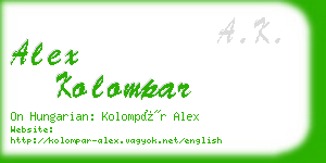 alex kolompar business card